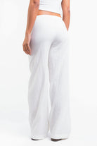 Mel 04Low Straight Linen Pants - White