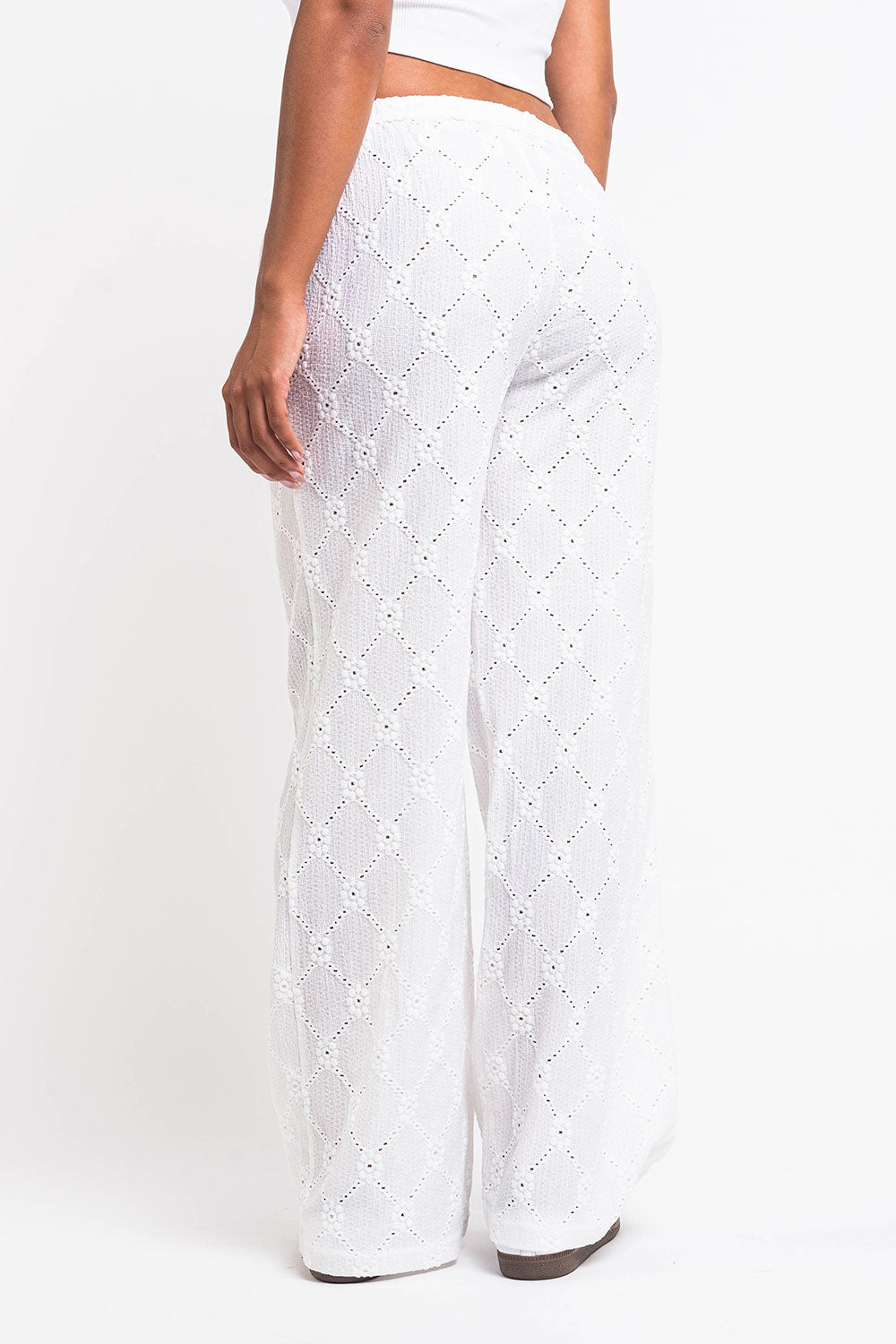Mel 08Mid Straight Lace Pants - White