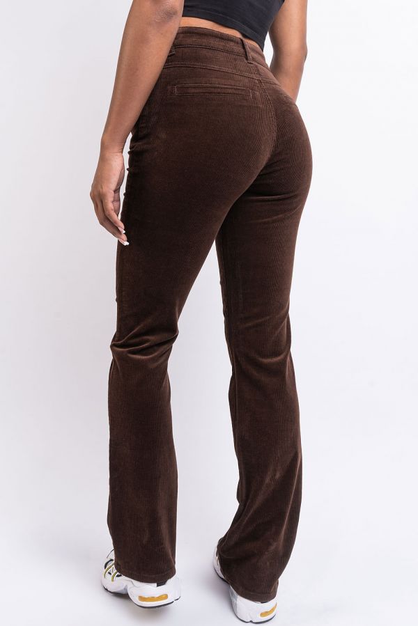 Cord bukser med høyt liv - Stella brun