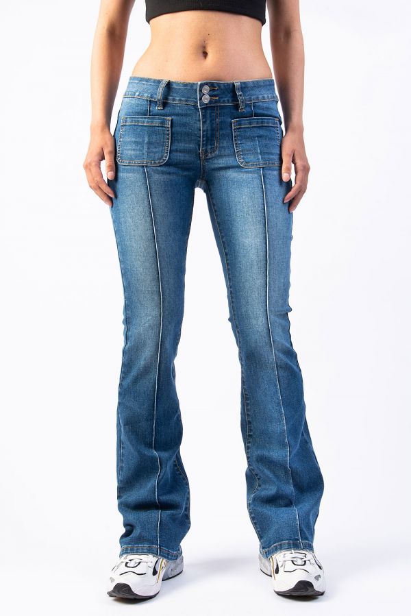 Jeans Med Lav Midje Og Bootcut-Snitt - Claire Classic Blue