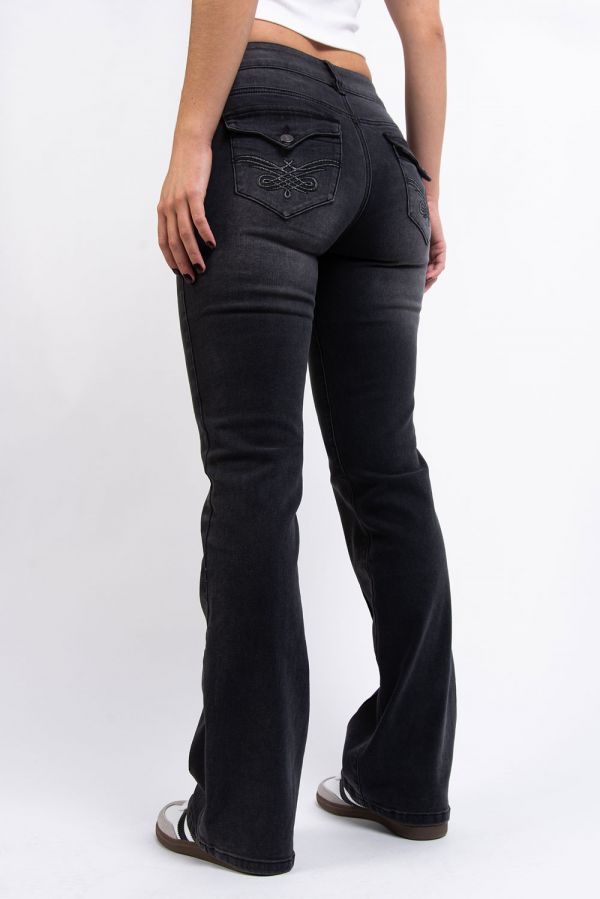 Jeans Med Lav Midje Og Bootcut-Snitt - Jolie Washed Black