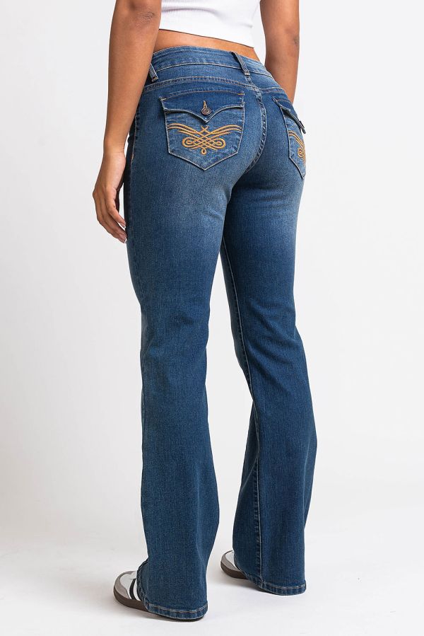 Jeans Med Lav Midje Og Bootcut-Snitt - Jolie Vintage Blue